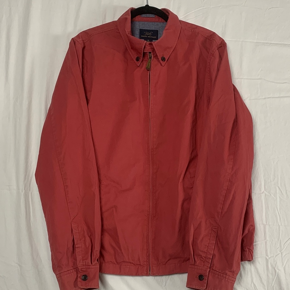 BROOKS BROTHERS | XL MENS ZIP UP DAD CASUAL DRIVER JACKET | RED BURGUNDY